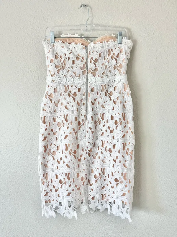 Lulu's Key to My Heart White Lace Strapless Bodycon Dress Size Small - Image 3