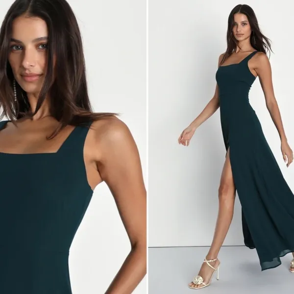 LULUS Prom Wedding Bridesmaid Romantic Flowy Sexy Elegant Chiffon Maxi Dress - Image 4