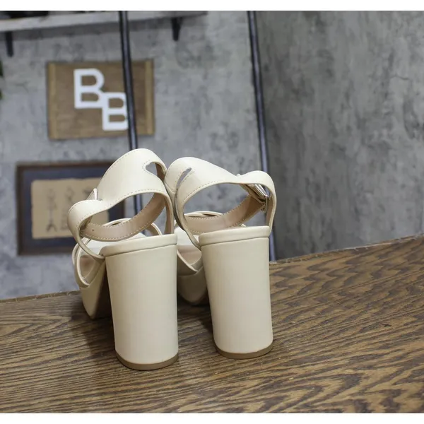 NEW Sun + Stone Womens Lillah Dress Sandals Heels 10014732100 Bone Off White 10M - Image 5