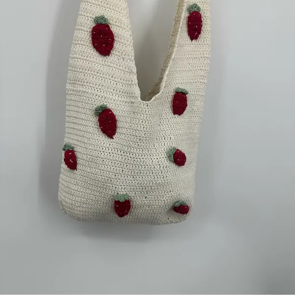 Strawberry Crochet Cross Body Bag Boho Fairycore - Image 2