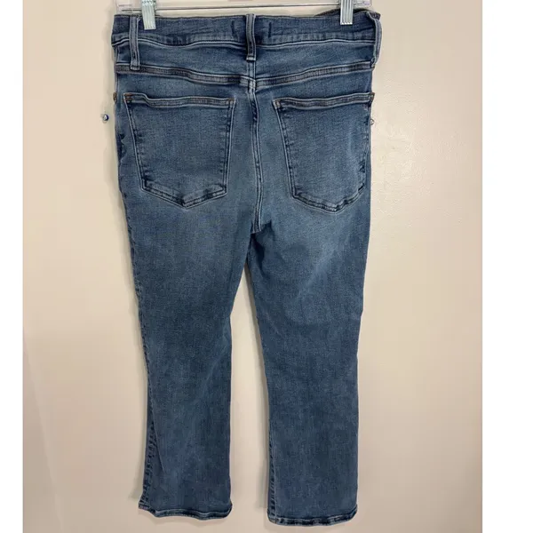 Madewell Mid-Rise Kick Out Jeans Blue Stretch Denim Size 30 Flare Cropped - Image 3