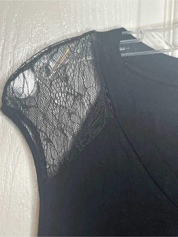 Cache Black Lace Shoulder Maxi Dress Sz 4 - Image 4