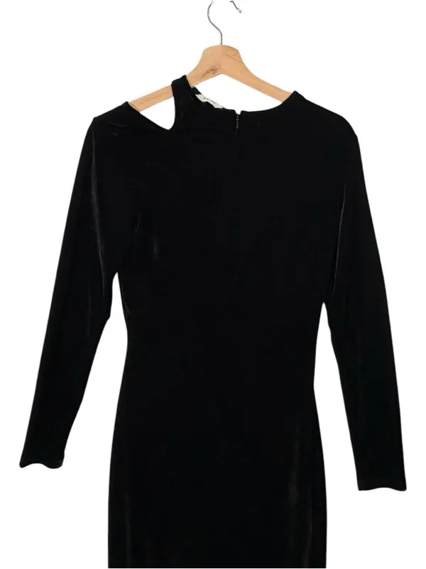 NEW REISS Macey Velvet Midi Dress in Black Size 4 - Image 10