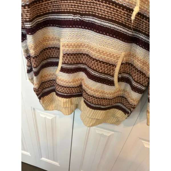 BKE Brown And White Stripe Hoodie Size‎ Medium - Image 3