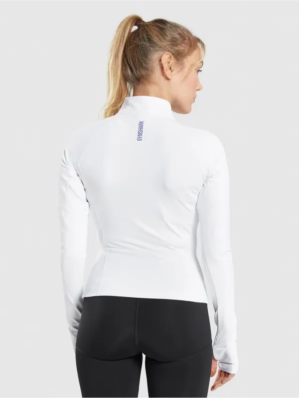 Gymshark White Quarter-Zip Pullover PULSE 1/4 ZIP - Image 2