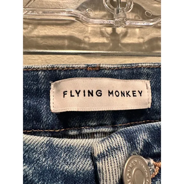 NWT Flying Monkey Stunned Straight Leg Jeans Size 27 Distressed Dark‎ Wash - Image 5