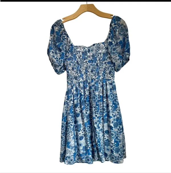 Blue and white floral dress - Image 2
