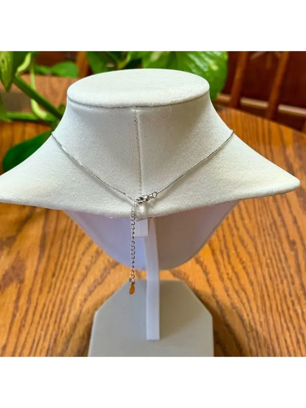 Silver Tone Cubic Zirconia Pendant With Chain Necklace New - Image 3