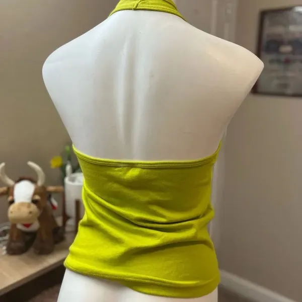 BeWare Lime Green Halter Top Womens Size Large L Vintage Y2K Made in USA Solid C - Image 4