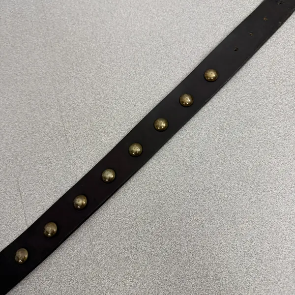 Donald J Pliner Belt Womens Small Black Studded Leather Brass Buckle Skinny - Image 4