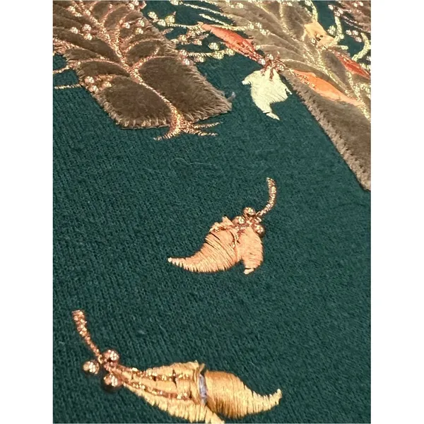 Pleasant Shade Vintage Green Embellished Fall Leaves Crewneck Sweater Size Large - Image 11