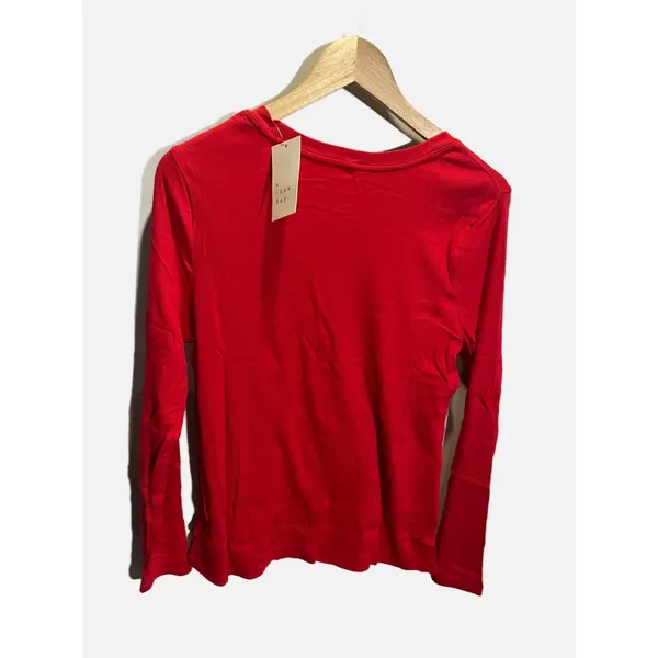 A‎ New Day Long Sleeve T-Shirt Womens Large Red Ribbed Crew Neck Casual Basic - Image 3