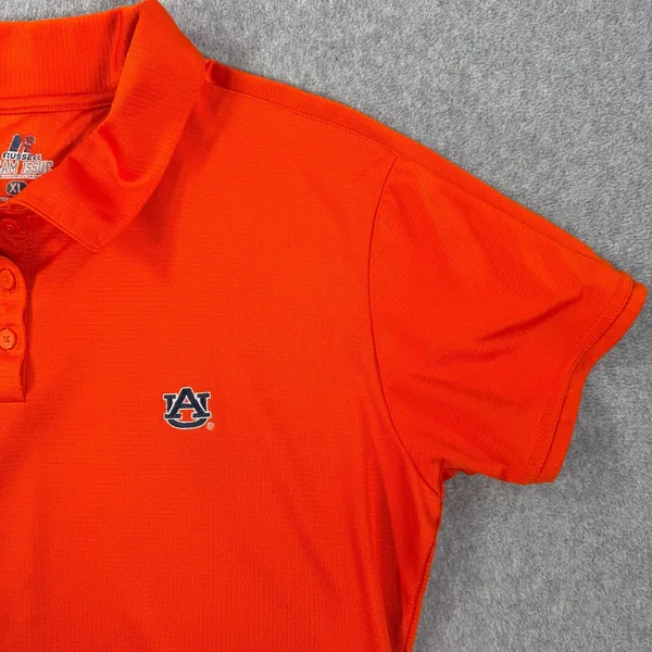 Auburn Tigers Women's Short Sleeve Polo Shirt Size XL Orange Russell Athletics - Image 2
