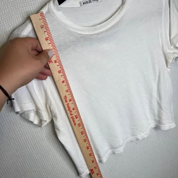 Agolde Premium White Cotton Short Sleeve Cropped Tee Shirt A7012 Women Size S - Image 5