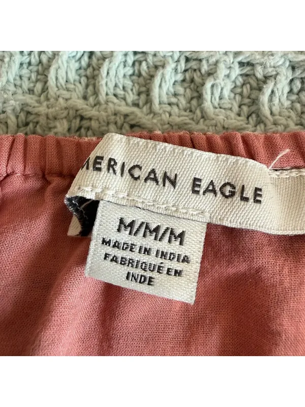 American Eagle Linen Blend Cropped Tank Top Women Medium Pink Orange Floral Boho - Image 4