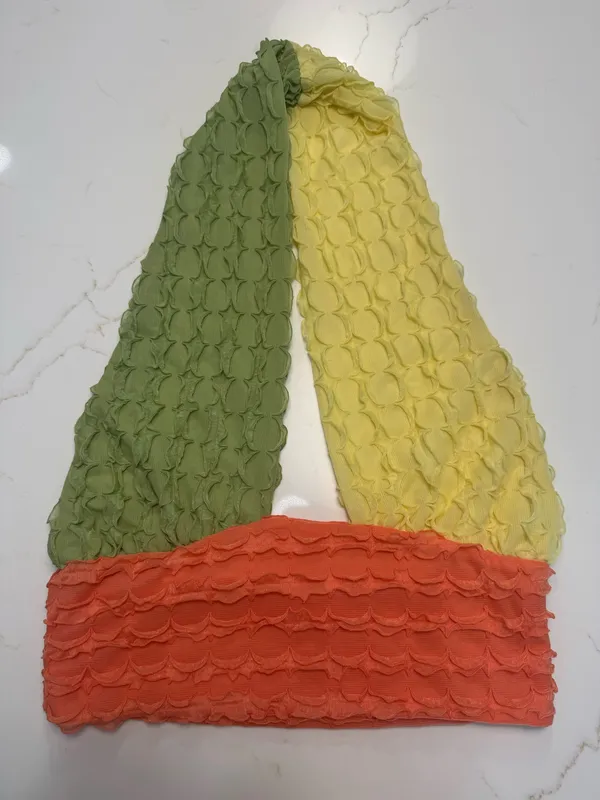 Orange, Yellow, & Green Textured Bandeau Halter Top - Image 3