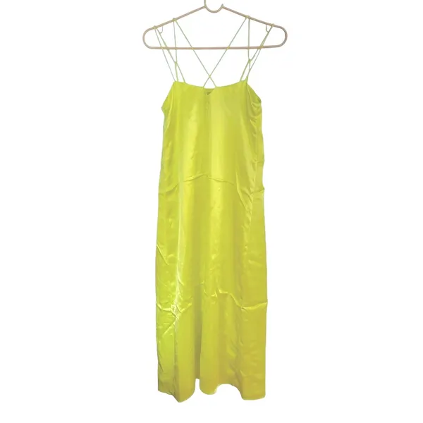 Zara Satin lime green dress Xs - Image 5