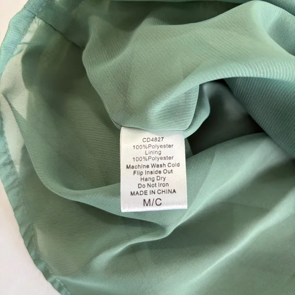 TCEC Sage‎ Green Lace Inset Bow Back Fit and Flare Pleated Mini Dress Medium - Image 13