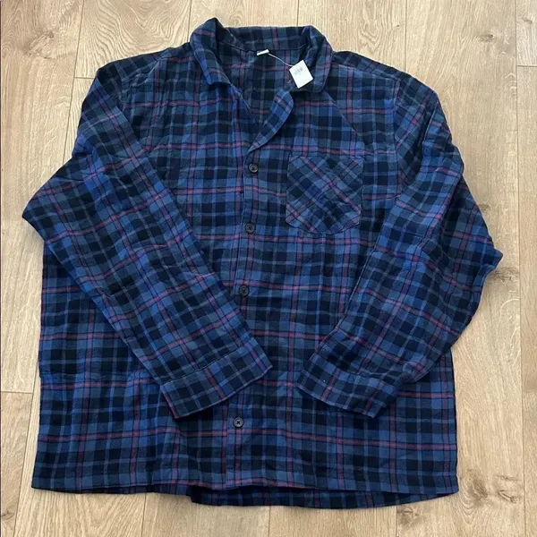 Old Navy Two Piece Pajama Sleepwear, Blue/Red Flannel, Size XXL, NWT - Image 2