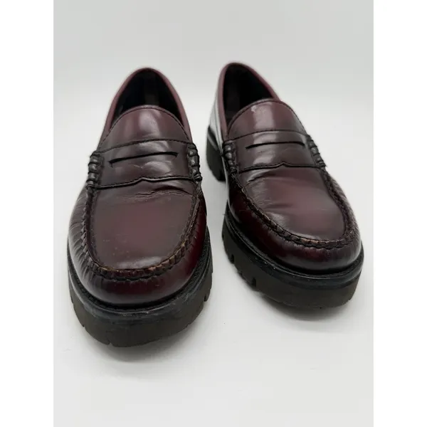 G.H. Bass Weejuns Penny Loafers Womens 7 Burgundy Lug Sole - Image 7