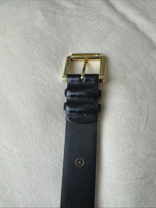 NWT J.Crew Women's Wide belt in studded Italian leather Sz S black - Image 4