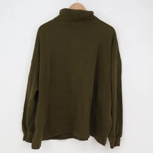 Old Navy Sweatshirt Womens XL Maternity Quarter-Zip Olive Green Fleece Excellent - Image 4