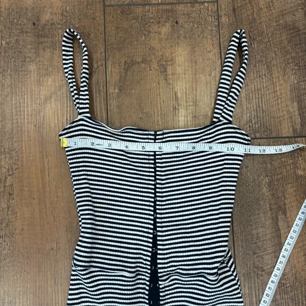 Reformation Nellie Hook Eye Striped Mini Dress Black White XS Elevated Basics - Image 7