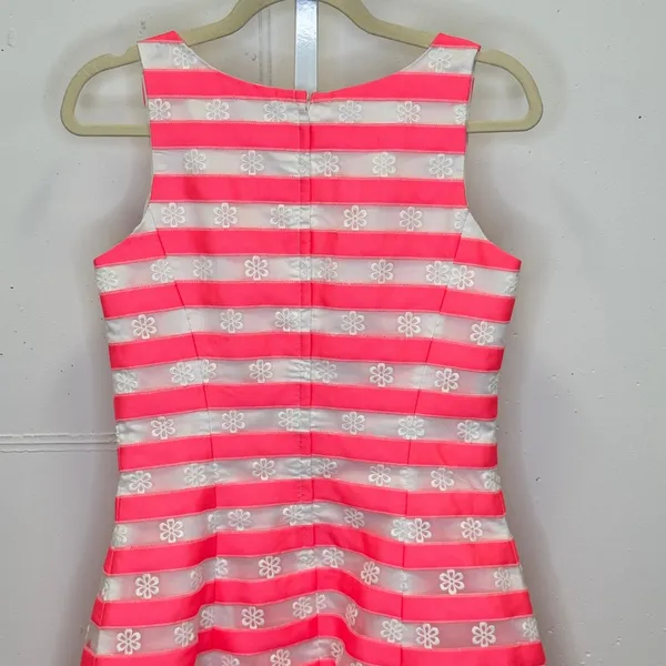 Lilly Pulitzer Joslin Fiesta Bright Pink White Floral Striped Joslin Dress Sz 4 - Image 6