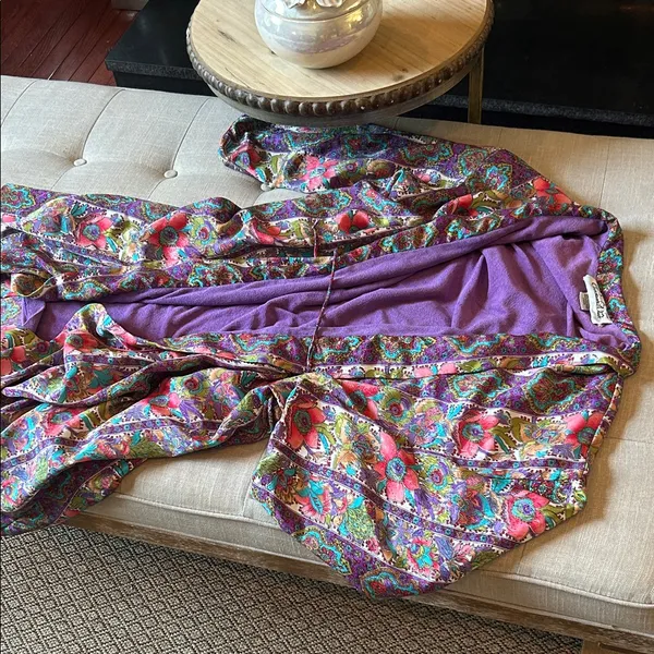Christian Dior Vintage 80’s Pink Floral Pattern Printed Satin Robe Size Large - Image 10
