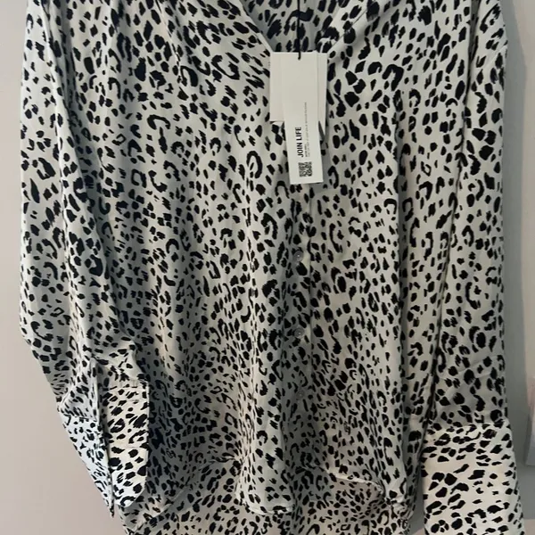 Zara Black and White Leopard Print Women's‎ Top M - Image 4
