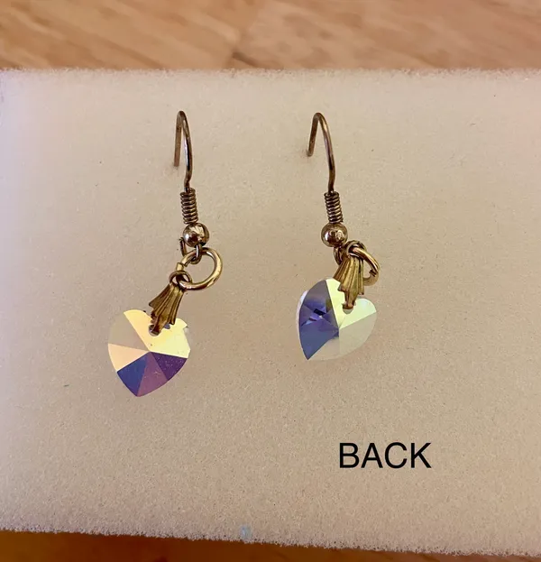 Dangly Heart Crystal Earrings - Image 3