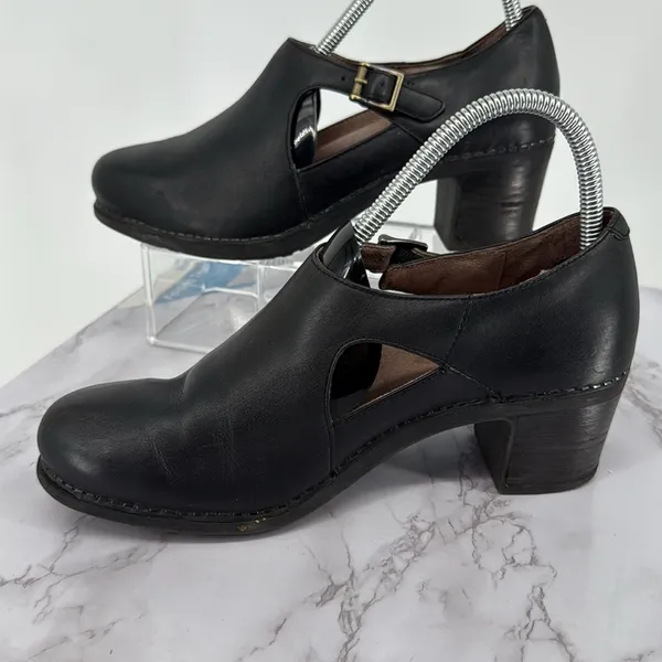DANSKO Black Leather Hollie Block Heel Closed Toe Clog‎ Sz 39 EU Dance Comfy - Image 3