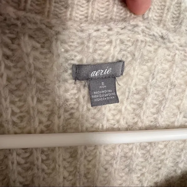 Aerie Womens Size Small Oversized Lace-Up Pullover Sweater Tunic Oatmeal Heather - Image 13