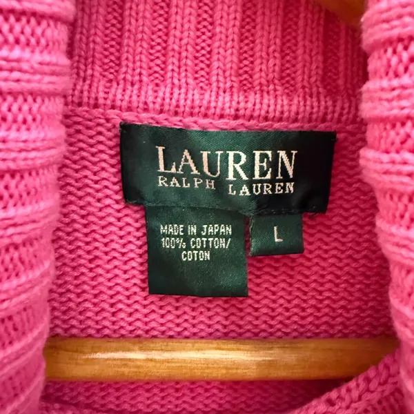 lauren ralph lauren Pink Turtleneck Cotton‎ Sweater Japan Large Preppy - Image 4
