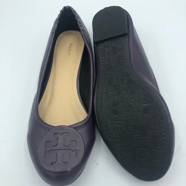 Tory Burch Minnie Purple Leather Ballet Flats Womens 5 Comfort Slip On - Image 3