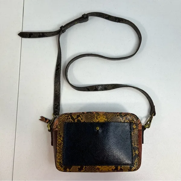 Madewell The Transport‎ Camera Bag Colorblock Snake Embossed Edition Rusted Tin - Image 3