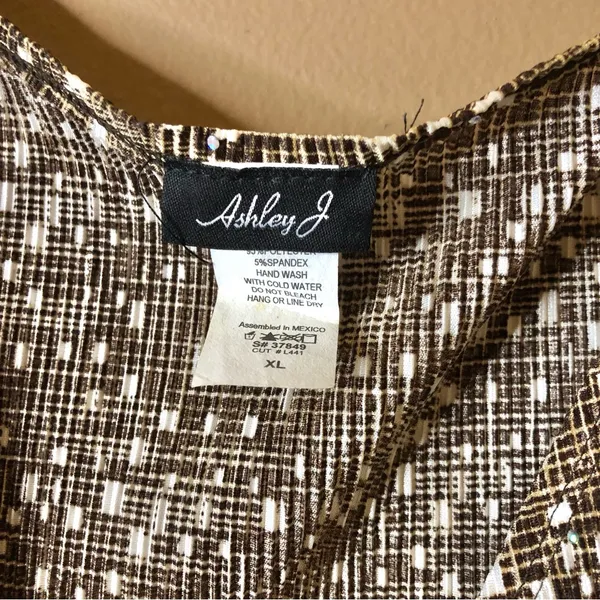 Ashley J Vintage V Neck Twist Knot Sleeveless Sequin Tank Top Brown‎ Xl - Image 3