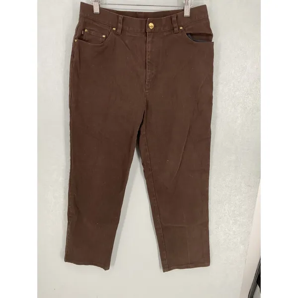 Lauren Jeans Co Ralph Lauren Womens Jeans Brown Straight Leg Stretch 10 - Image 2