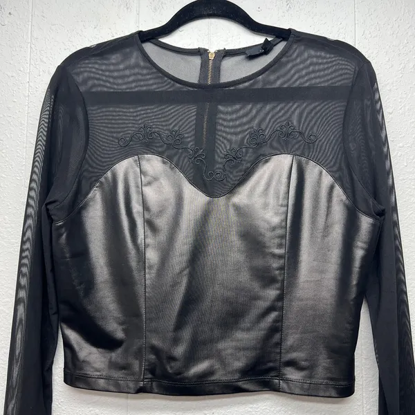 Iris Los Angeles Faux Leather Mesh Top Women XL Whimsigoth Witchy Y2K Dark Fairy - Image 2