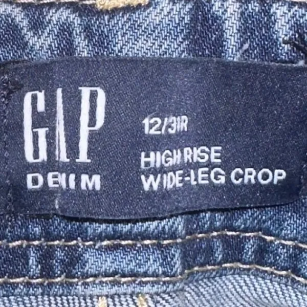 Gap High Rise Wide Leg Crop Jeans Women's 12 31R Dark Wash Utility Pockets - Image 3