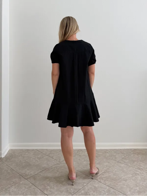 NWT J.Crew Black Cotton Drop Waist Mini Dress 6 - Image 2