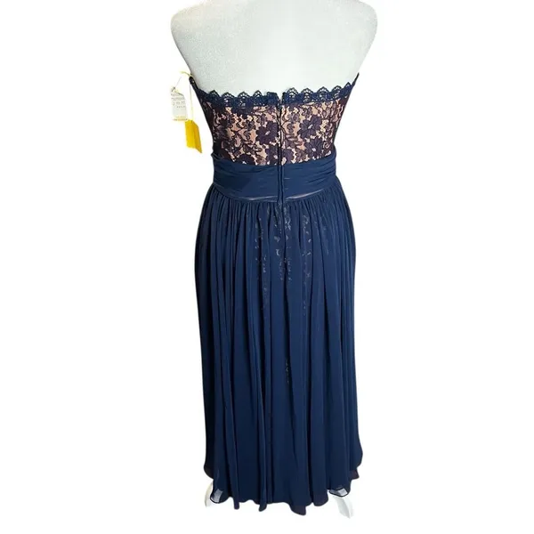 Vintage 80s Ricki Lang Strapless Lace Chiffon Cocktail Dress NWT 6 - Image 6