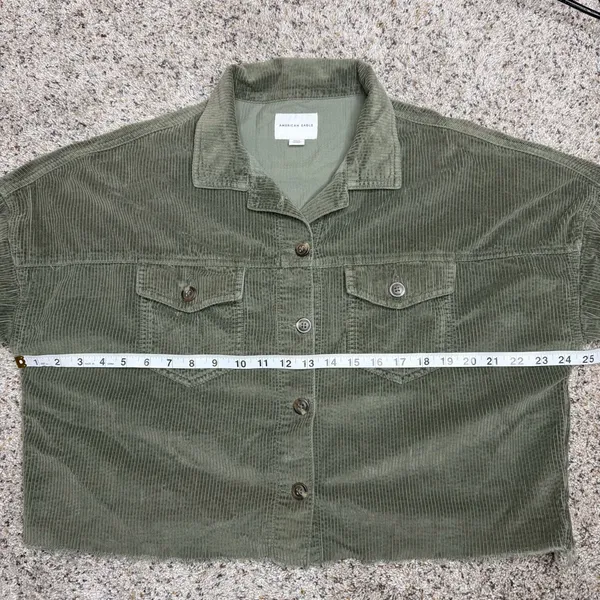 American Eagle Outfitters Corduroy Shirt Jacket Shacket Olive Green Medium M - Image 7