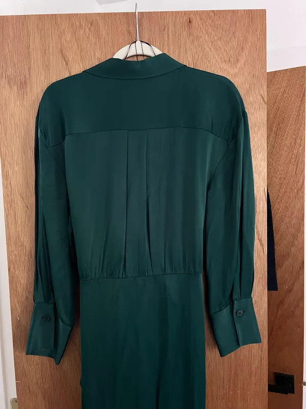 Zara forest teal green satin silky maxi tie dress - Image 7