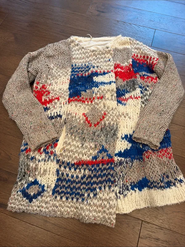 Free People Oversized Sweater Knit Wool Alpaca Cardigan Lined Small - C65-025 - Image 5