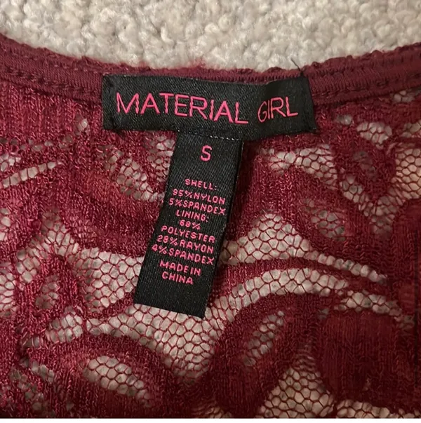 Material Girl Burgundy Lace Dress | Size Small - Image 7