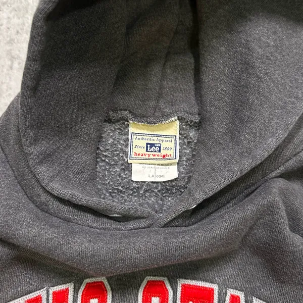 Vintage Lee Heavyweight Ohio State Buckeyes Grey Cotton Hoodie Sweatshirt - Image 3