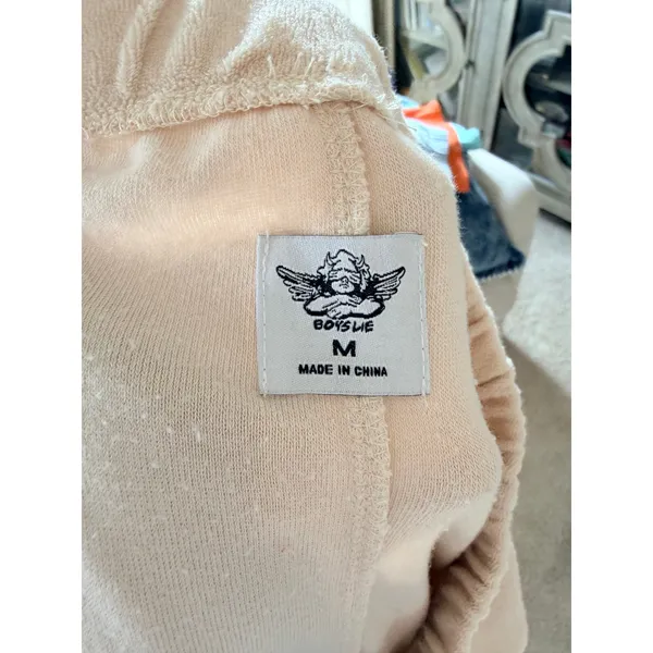 Boys Lie Terry Cloth Sweatpants Womens Peach Medium Meet Cupid Joggers‎ - Image 2