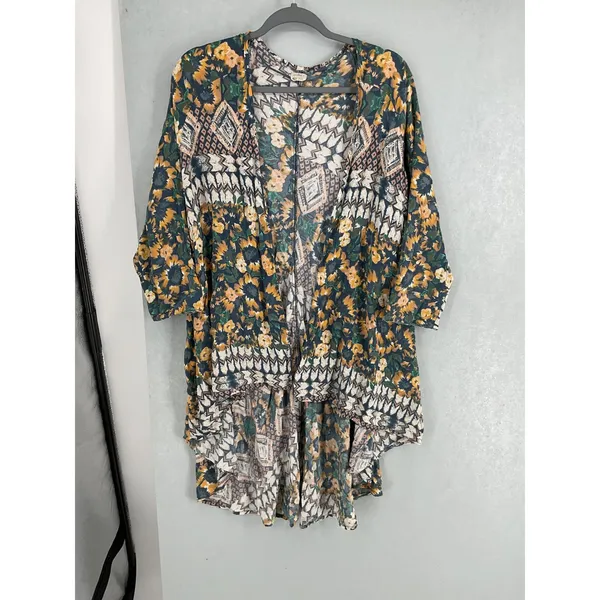 O'Neill Womens Kimono Cardigan Mixed Floral Geometric Print Multicolor M/L - Image 2