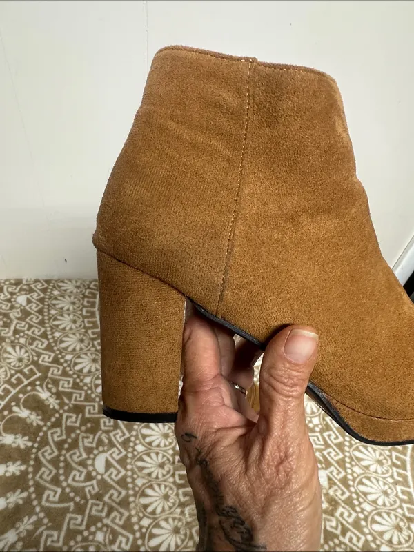 Suede Block Heel Ankle Booties - Image 4
